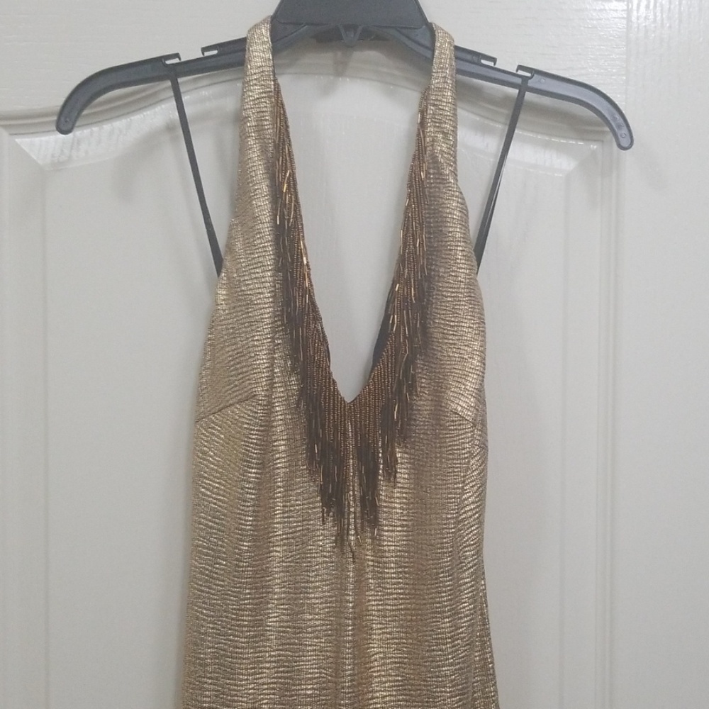 Badgley Mischka  Gold halter dress